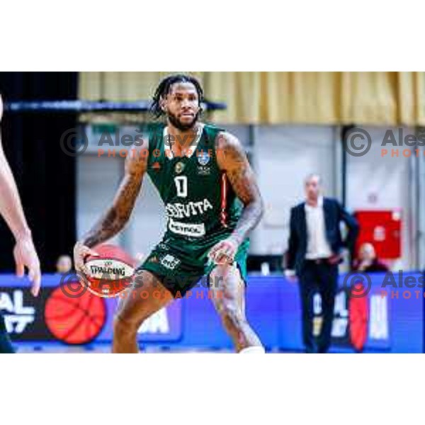 DJ Stewart in action during AdmiralBet ABA League 2025/2026 basketball match between Cedevita Olimpija (SLO) and Bosna BH Telecom (BiH) in Tivoli Hall, Ljubljana, Slovenia on December 13, 2025