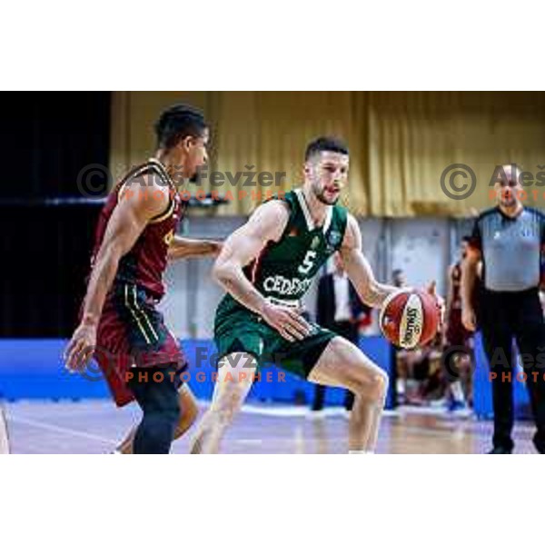 Aleksej Nikolic in action during AdmiralBet ABA League 2025/2026 basketball match between Cedevita Olimpija (SLO) and Bosna BH Telecom (BiH) in Tivoli Hall, Ljubljana, Slovenia on December 13, 2025