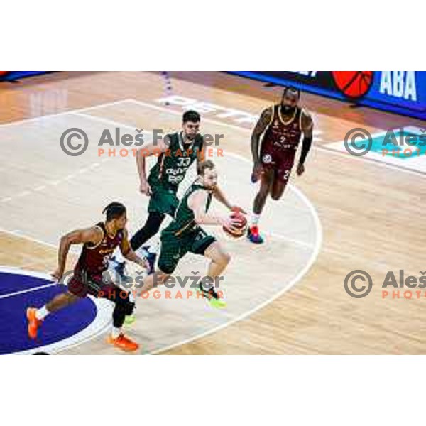 Jaka Blazic in action during AdmiralBet ABA League 2025/2026 basketball match between Cedevita Olimpija (SLO) and Bosna BH Telecom (BiH) in Tivoli Hall, Ljubljana, Slovenia on December 13, 2025