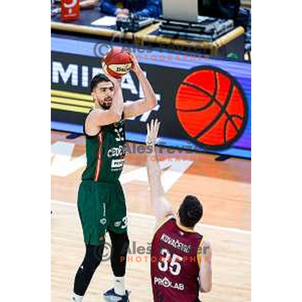 Nikolaos Chougkaz in action during AdmiralBet ABA League 2025/2026 basketball match between Cedevita Olimpija (SLO) and Bosna BH Telecom (BiH) in Tivoli Hall, Ljubljana, Slovenia on December 13, 2025