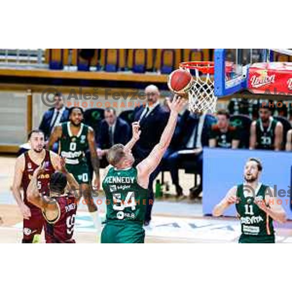 Thomas Kennedy in action during AdmiralBet ABA League 2025/2026 basketball match between Cedevita Olimpija (SLO) and Bosna BH Telecom (BiH) in Tivoli Hall, Ljubljana, Slovenia on December 13, 2025