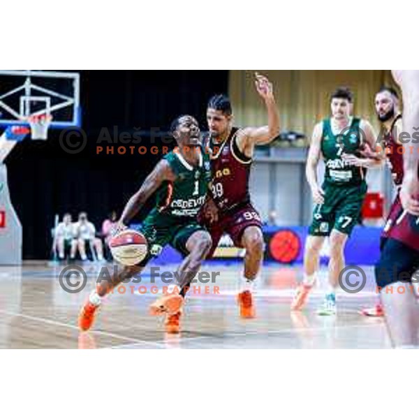 Umoja Gibson in action during AdmiralBet ABA League 2025/2026 basketball match between Cedevita Olimpija (SLO) and Bosna BH Telecom (BiH) in Tivoli Hall, Ljubljana, Slovenia on December 13, 2025