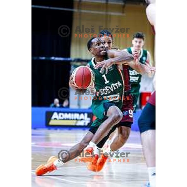Umoja Gibson in action during AdmiralBet ABA League 2025/2026 basketball match between Cedevita Olimpija (SLO) and Bosna BH Telecom (BiH) in Tivoli Hall, Ljubljana, Slovenia on December 13, 2025