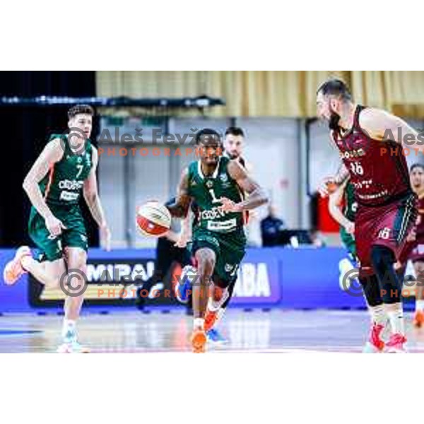 Umoja Gibson in action during AdmiralBet ABA League 2025/2026 basketball match between Cedevita Olimpija (SLO) and Bosna BH Telecom (BiH) in Tivoli Hall, Ljubljana, Slovenia on December 13, 2025
