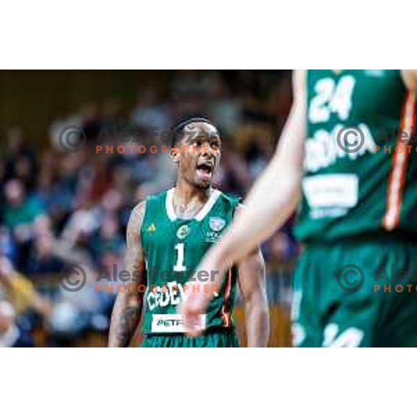 Umoja Gibson in action during AdmiralBet ABA League 2025/2026 basketball match between Cedevita Olimpija (SLO) and Bosna BH Telecom (BiH) in Tivoli Hall, Ljubljana, Slovenia on December 13, 2025
