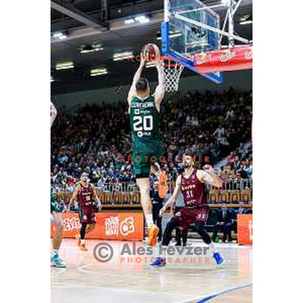 Miha Cerkvenik in action during AdmiralBet ABA League 2025/2026 basketball match between Cedevita Olimpija (SLO) and Bosna BH Telecom (BiH) in Tivoli Hall, Ljubljana, Slovenia on December 13, 2025