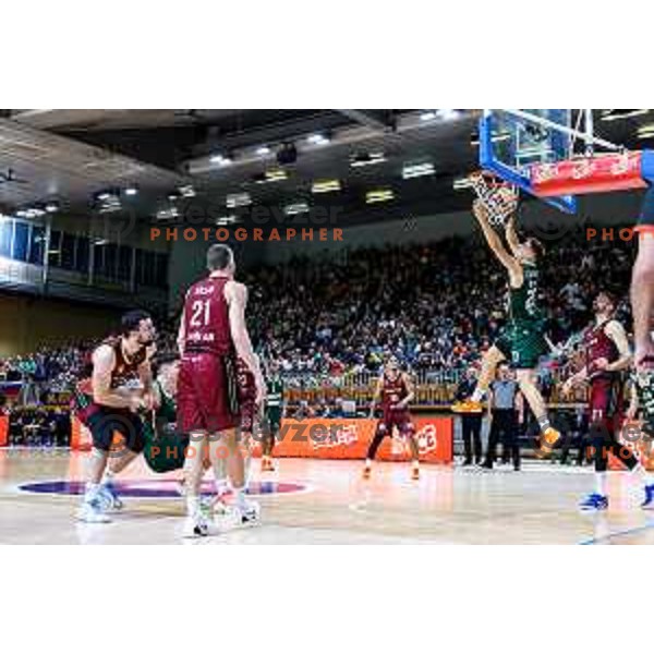 Miha Cerkvenik in action during AdmiralBet ABA League 2025/2026 basketball match between Cedevita Olimpija (SLO) and Bosna BH Telecom (BiH) in Tivoli Hall, Ljubljana, Slovenia on December 13, 2025