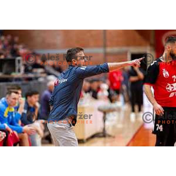 in action during 1.NLB handball match between LL Grosist Slovan and RK Celje PL in Kodeljevo Hall, Ljubljana, Slovenia on December 13th, 2025.