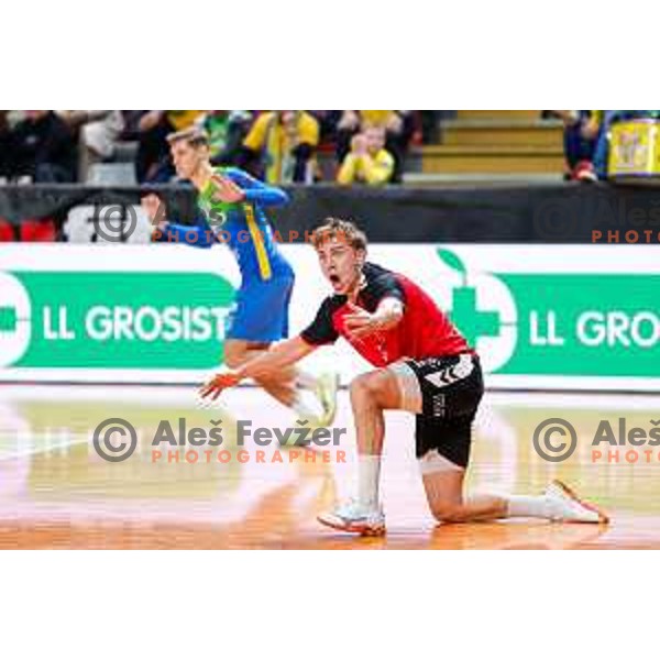 in action during 1.NLB handball match between LL Grosist Slovan and RK Celje PL in Kodeljevo Hall, Ljubljana, Slovenia on December 13th, 2025.