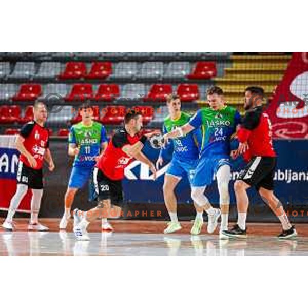 /g2/ in action during 1.NLB handball match between LL Grosist Slovan and RK Celje PL in Kodeljevo Hall, Ljubljana, Slovenia on December 13th, 2025.