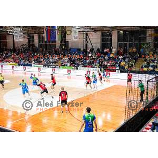 in action during 1.NLB handball match between LL Grosist Slovan and RK Celje PL in Kodeljevo Hall, Ljubljana, Slovenia on December 13th, 2025.