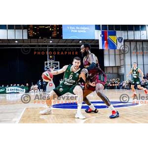 Aleksej Nikolic in action during AdmiralBet ABA League 2025/2026 basketball match between Cedevita Olimpija (SLO) and Bosna BH Telecom (BiH) in Tivoli Hall, Ljubljana, Slovenia on December 13, 2025