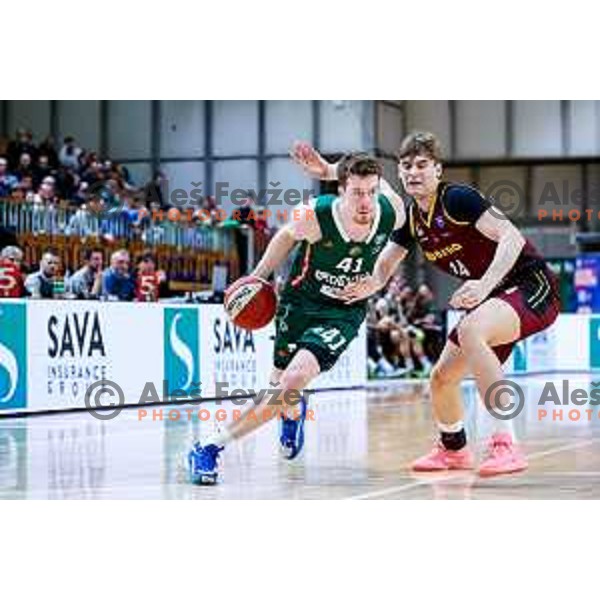 Ziga Daneu in action during AdmiralBet ABA League 2025/2026 basketball match between Cedevita Olimpija (SLO) and Bosna BH Telecom (BiH) in Tivoli Hall, Ljubljana, Slovenia on December 13, 2025