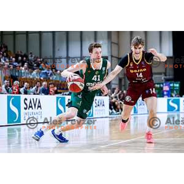 Ziga Daneu in action during AdmiralBet ABA League 2025/2026 basketball match between Cedevita Olimpija (SLO) and Bosna BH Telecom (BiH) in Tivoli Hall, Ljubljana, Slovenia on December 13, 2025