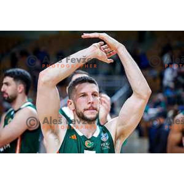 Aleksej Nikolic in action during AdmiralBet ABA League 2025/2026 basketball match between Cedevita Olimpija (SLO) and Bosna BH Telecom (BiH) in Tivoli Hall, Ljubljana, Slovenia on December 13, 2025