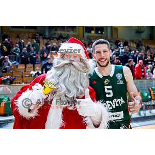 Aleksej Nikolic in action during AdmiralBet ABA League 2025/2026 basketball match between Cedevita Olimpija (SLO) and Bosna BH Telecom (BiH) in Tivoli Hall, Ljubljana, Slovenia on December 13, 2025