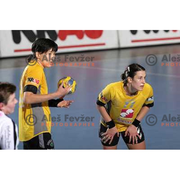 Bodnieva and Lekic at handball match Krim Mercator (SLO)- Metz Handball (FRA) in round2 of EHF Women\'s Championsleague, played in Ljubljana, Slovenia 9.11.2008. Metz Handball won 31:26 