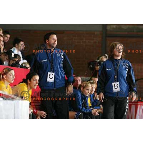 Uros Bregar and Marta Bon at handball match Krim Mercator (SLO)- Metz Handball (FRA) in round2 of EHF Women\'s Championsleague, played in Ljubljana, Slovenia 9.11.2008. Metz Handball won 31:26 