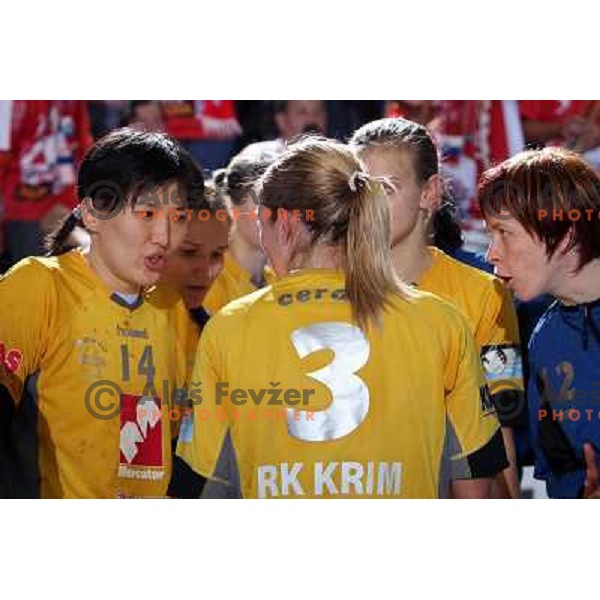 Bodnieva, Cerar and Stefanisin at handball match Krim Mercator (SLO)- Metz Handball (FRA) in round2 of EHF Women\'s Championsleague, played in Ljubljana, Slovenia 9.11.2008. Metz Handball won 31:26 