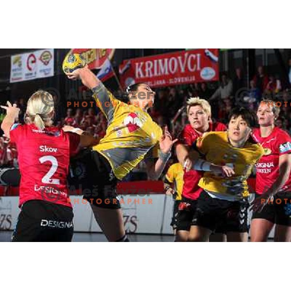 Skov, Lekic, Althaus, Bodnieva, Jurack at handball match Krim Mercator- Viborg in round 3 of EHF Championsleague, played at Kodeljevo, Ljubljana, Slovenia 15.11.2008. Krim Mercator won 38:34 