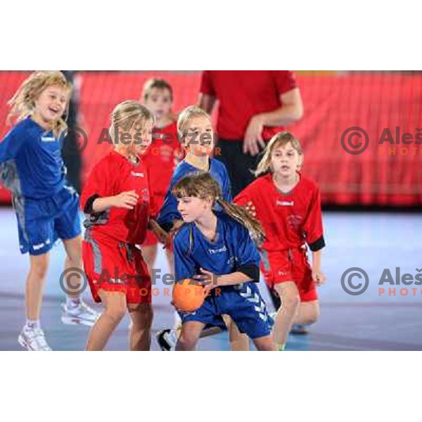 Kids at handball match Krim Mercator- Viborg in round 3 of EHF Championsleague, played at Kodeljevo, Ljubljana, Slovenia 15.11.2008. Krim Mercator won 38:34 