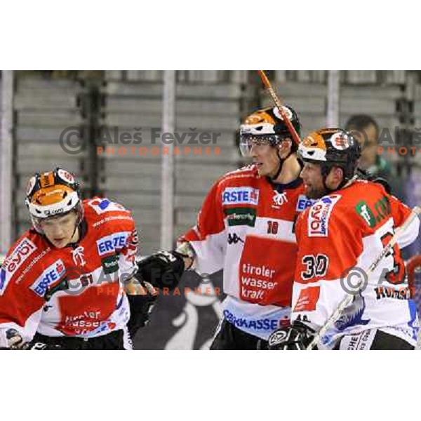 Woger (51), Pewal (18) at ice-hockey match Tilia Olimpija- TWK Innsbruck in round 21 of EBEL league, played in Hala Tivoli, Ljubljana, Slovenia 16.11.2008 