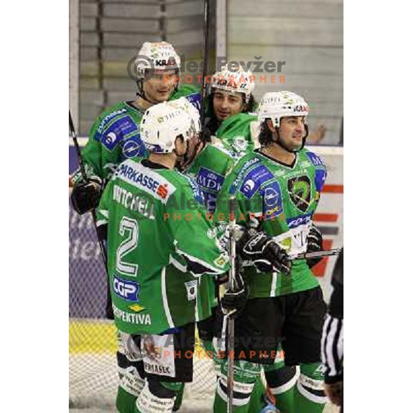 Pavlin, Yarema, Mitchell, Banham at ice-hockey match Tilia Olimpija- TWK Innsbruck in round 21 of EBEL league, played in Hala Tivoli, Ljubljana, Slovenia 16.11.2008 