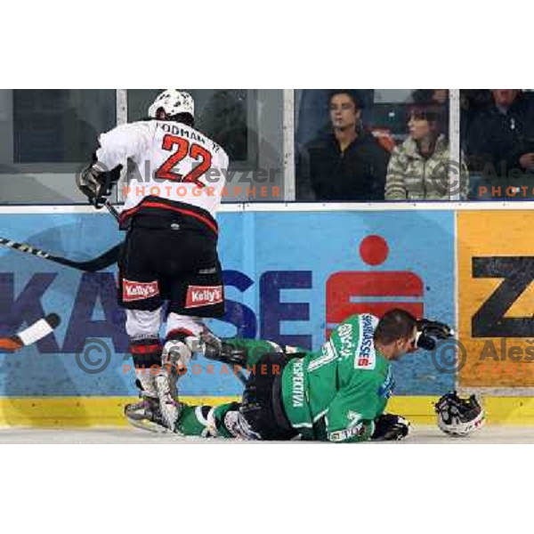  Marcel Rodman (22), Jurij Golicic (7) at ice-hockey match Tilia Olimpija- Acroni Jesenice in round 23 of EBEL league, played in Ljubljana, Slovenia 21.11.2008. Tilia Olimpija won 4:3 