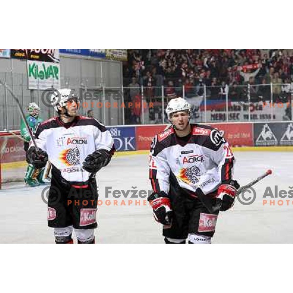 David Rodman (12), Ales Kranjc (28) at ice-hockey match Tilia Olimpija- Acroni Jesenice in round 23 of EBEL league, played in Ljubljana, Slovenia 21.11.2008. Tilia Olimpija won 4:3 