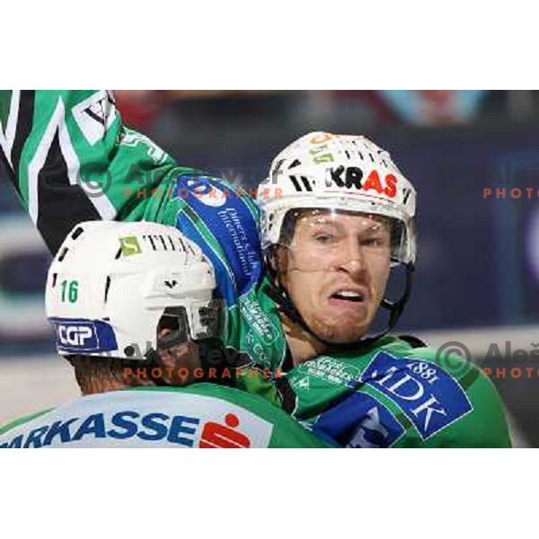 Egon Muric celebrates goal at ice-hockey match Tilia Olimpija- Acroni Jesenice in round 23 of EBEL league, played in Ljubljana, Slovenia 21.11.2008. Tilia Olimpija won 4:3 