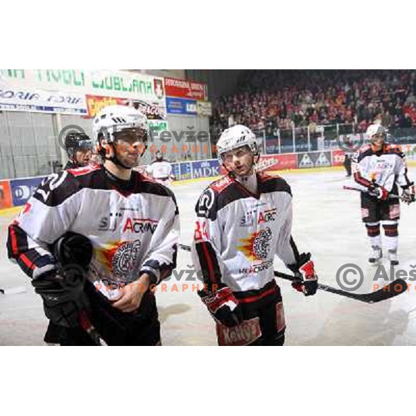 David Rodman (12),Andrej Hebar (84) at ice-hockey match Tilia Olimpija- Acroni Jesenice in round 23 of EBEL league, played in Ljubljana, Slovenia 21.11.2008. Tilia Olimpija won 4:3 