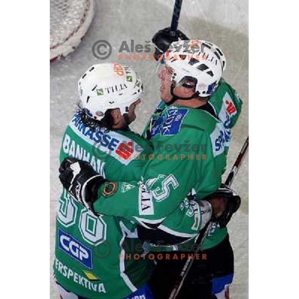 Banham, Muric celebrate goal 