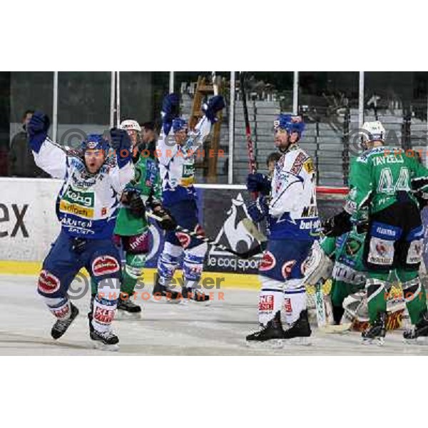Ferland celebrates goal for 5:5 at ice hockey match Tilia olimpija- VSV in EBEL leageu, played in Hala Tivoli 5.12.2008. Tilia Olimpija won 7:5 after penalty shot-out 