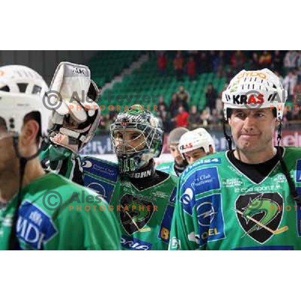 Sila and Zupancic at ice hockey match Tilia olimpija- VSV in EBEL leageu, played in Hala Tivoli 5.12.2008. Tilia Olimpija won 7:5 after penalty shot-out 