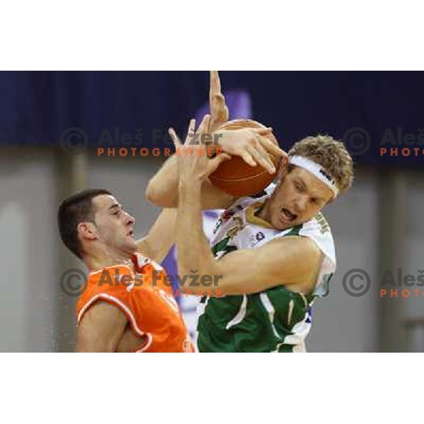 Miha Zupan at basketball match Union Olimpija- Hemofarm Stada in NLB league, played in Hala Tivoli, Ljubljana 6.12.2008. Hemofarm Stada won in over-time 108:100 