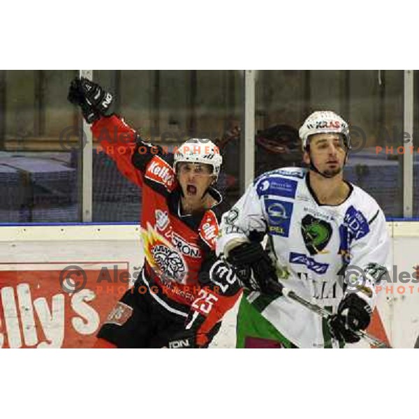 Stromberg amd Yarema at ice hockey match Acroni Jesenice- Tilia Olimpija in round 32 of EBE league, played in Podmezakla, Jesenice 12.12.2008. Acroni Jesenice won 5:0 