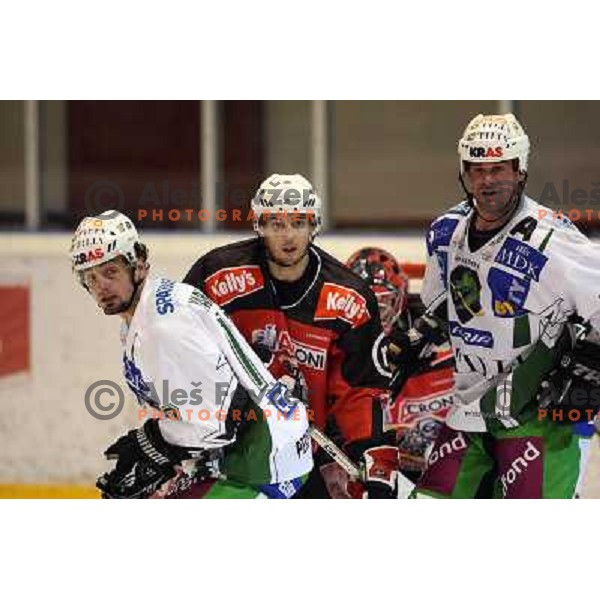 Yarema, Kranjc, Elik at ice hockey match Acroni Jesenice- Tilia Olimpija in round 32 of EBE league, played in Podmezakla, Jesenice 12.12.2008. Acroni Jesenice won 5:0 