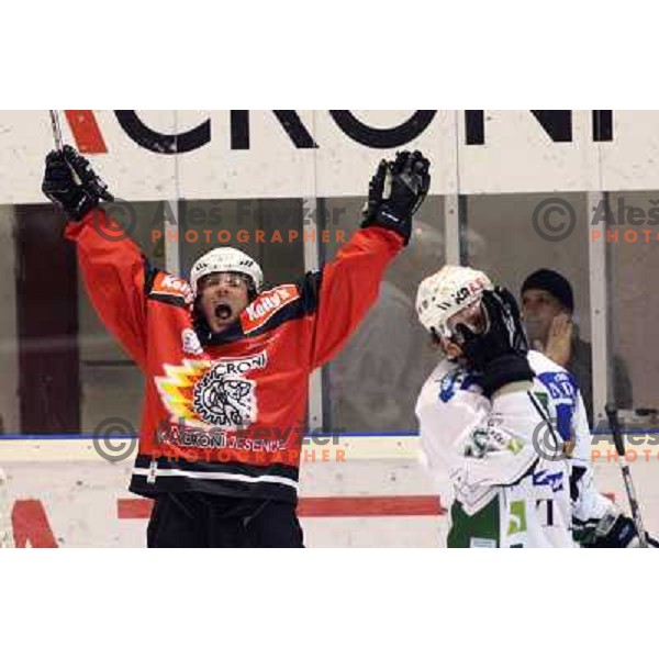 Stromberg and Yarema at ice hockey match Acroni Jesenice- Tilia Olimpija in round 32 of EBE league, played in Podmezakla, Jesenice 12.12.2008. Acroni Jesenice won 5:0 