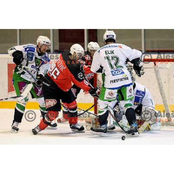 Tavzelj, Kovacevic, Elik at ice hockey match Acroni Jesenice- Tilia Olimpija in round 32 of EBE league, played in Podmezakla, Jesenice 12.12.2008. Acroni Jesenice won 5:0 