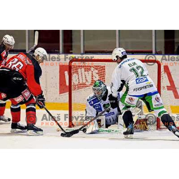 Kovacevic, Sila, Elik at ice hockey match Acroni Jesenice- Tilia Olimpija in round 32 of EBE league, played in Podmezakla, Jesenice 12.12.2008. Acroni Jesenice won 5:0 