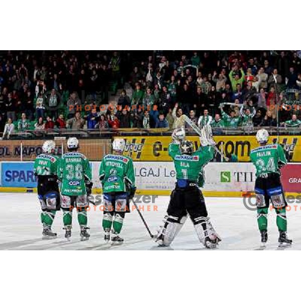 Vnuk, Banham, Mitchell, Sila and Pavlin at ice hockey match Tilia Olimpija-Graz 99ers in round 33 of EBEL league, played in Hala Tivoli, Ljubljana 14.12.2008 Tilia Olimpija won 4:2 