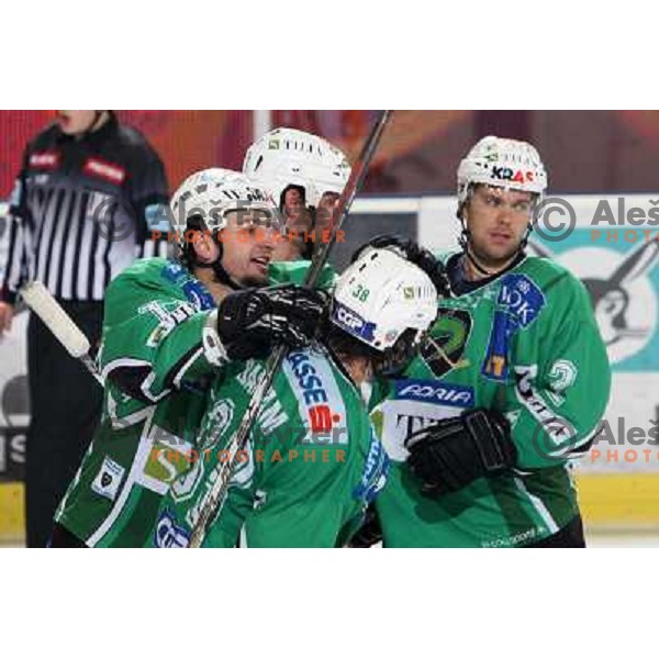 Yarema, Banham, Elik,Mitchell at ice hockey match Tilia Olimpija-Graz 99ers in round 33 of EBEL league, played in Hala Tivoli, Ljubljana 14.12.2008 Tilia Olimpija won 4:2 