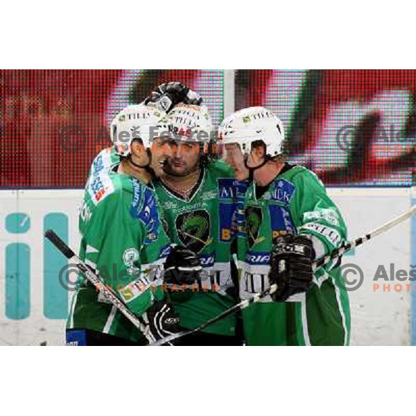 Intranuovo, Banham, Patrilainen at ice hockey match Tilia Olimpija- KAC in Ebel league, played in Hala Tivoli, Ljubljana 19.12.2008 