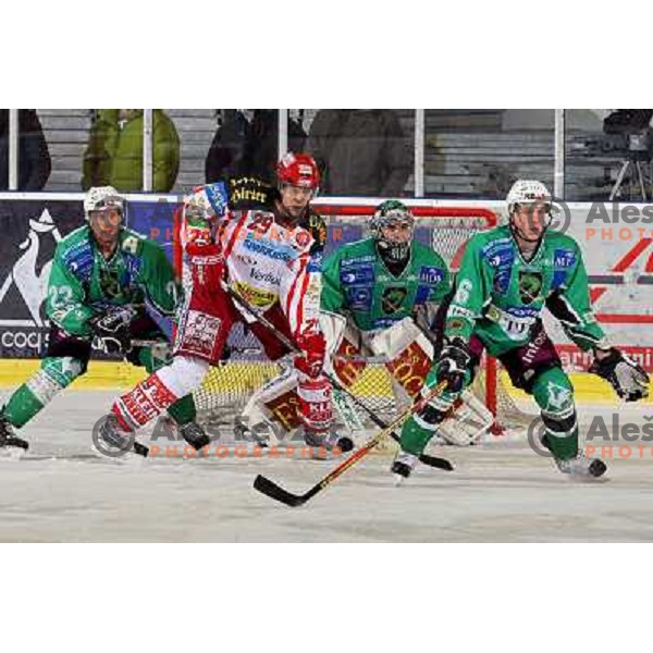 Kuznik (22), Brandner (29),Sila, Groznik (6) at ice hockey match Tilia Olimpija- KAC in Ebel league, played in Hala Tivoli, Ljubljana 19.12.2008 