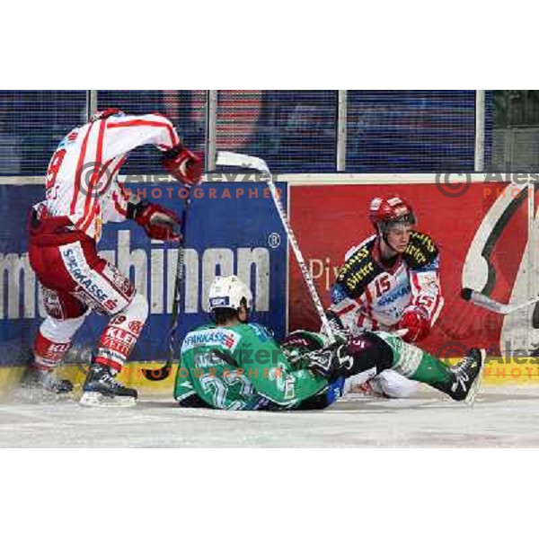 Kuznik (22) and Schellander (15) at ice hockey match Tilia Olimpija- KAC in Ebel league, played in Hala Tivoli, Ljubljana 19.12.2008. KAC won 2:1 in overtime. 