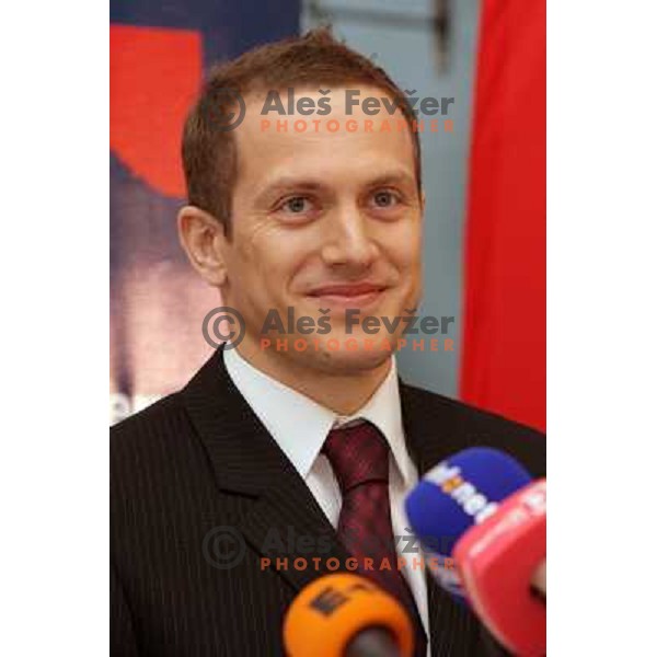 Jure Kosir retired from competitive skiing at press conference in hotel Union , Ljubljana, Slovenia on 1st march 2006