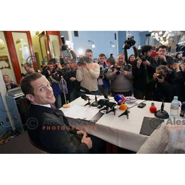 Jure Kosir retired from competitive skiing at press conference in hotel Union , Ljubljana, Slovenia on 1st march 2006
