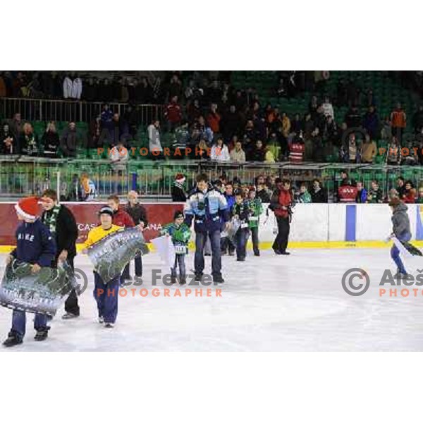 Children fans at ice hockey match in the EBEL League , Tilia Olimpija - Graz 99ers, 26.12.2008 Hala Tivoli, Ljubljana 