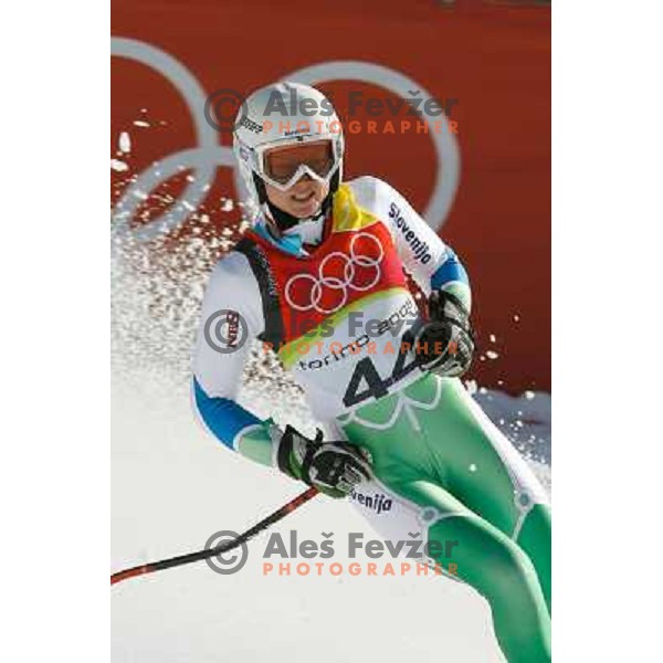Ana Drev (SLO) at 2006 Torino Winter Olympic games Super G women\'s race in San Sicario on February 20, 2006