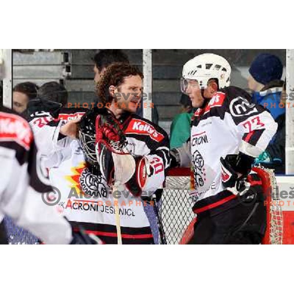 Gaber Glavic and Damjan Dervaric (23) at ice hockey match Tilia Olimpija-Acroni Jesenice in round 39 of Ebel league, played in Hala Tivoli, Ljubljana 30.12.2008 